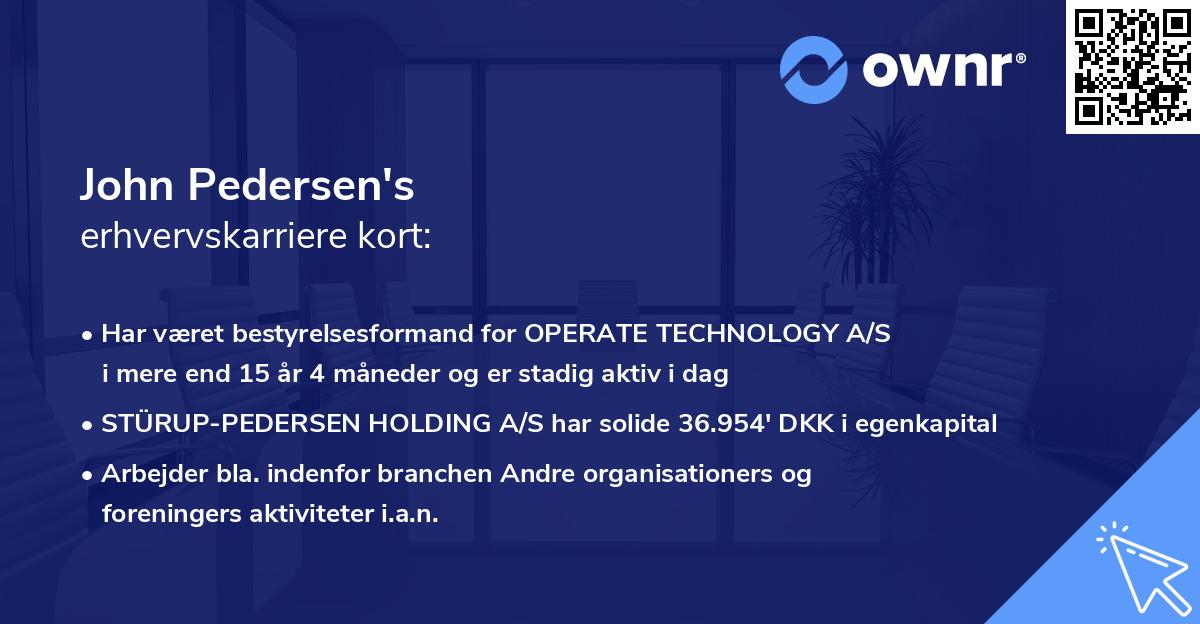 John Pedersen's erhvervskarriere kort