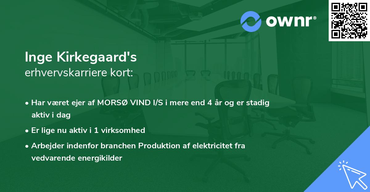 Inge Kirkegaard's erhvervskarriere kort