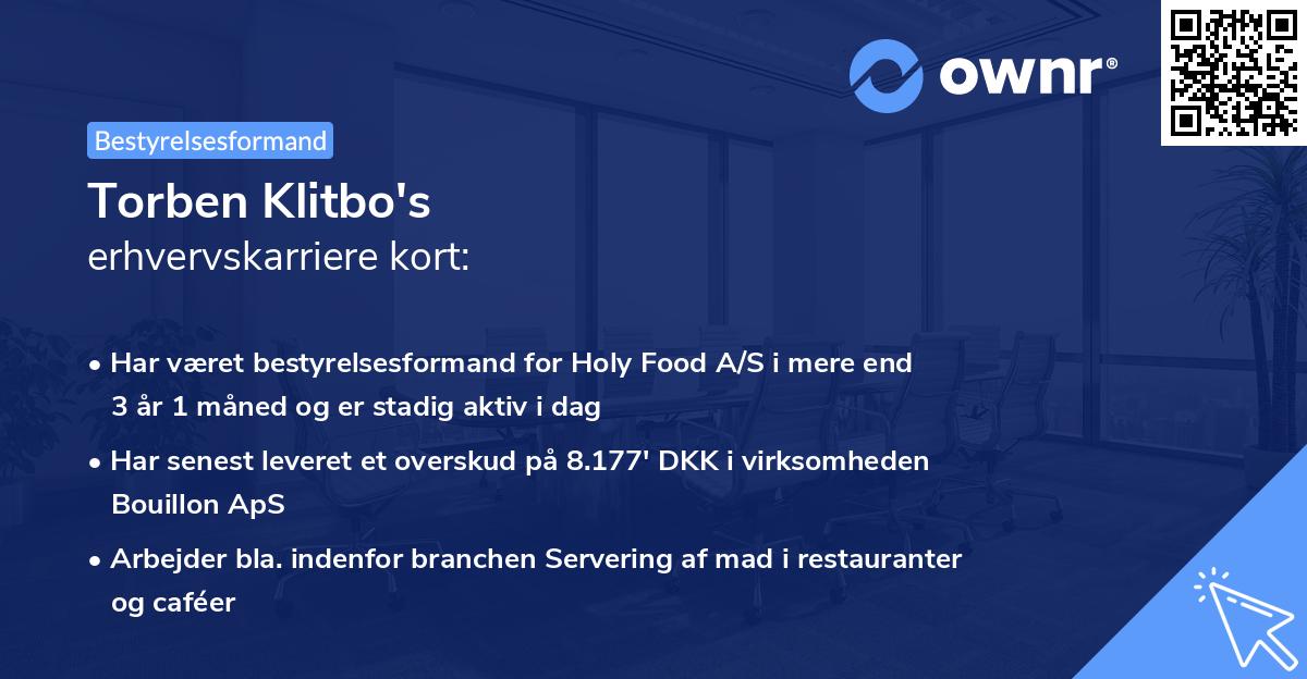 Torben Klitbo's erhvervskarriere kort