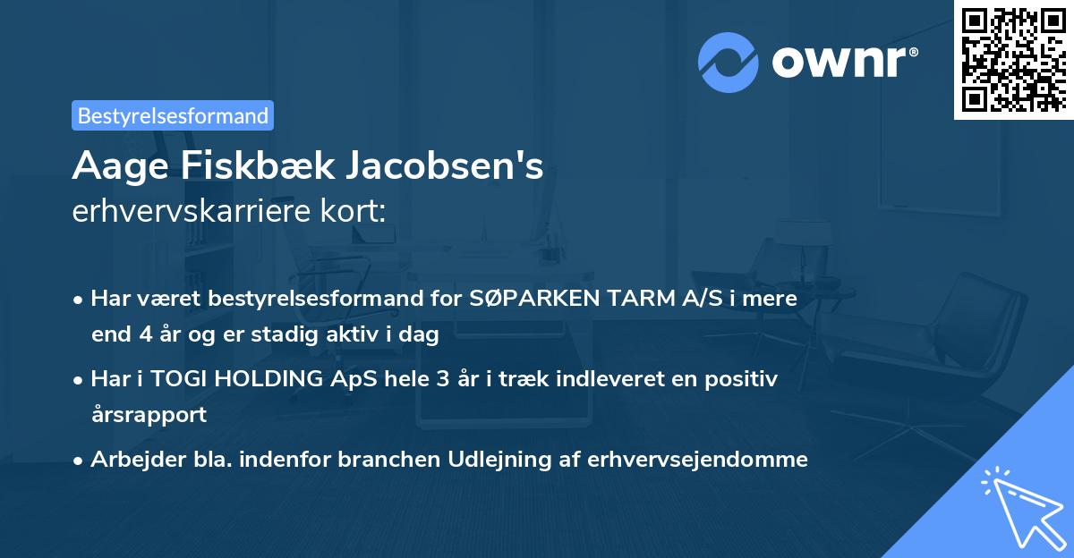 Aage Fiskbæk Jacobsen's erhvervskarriere kort