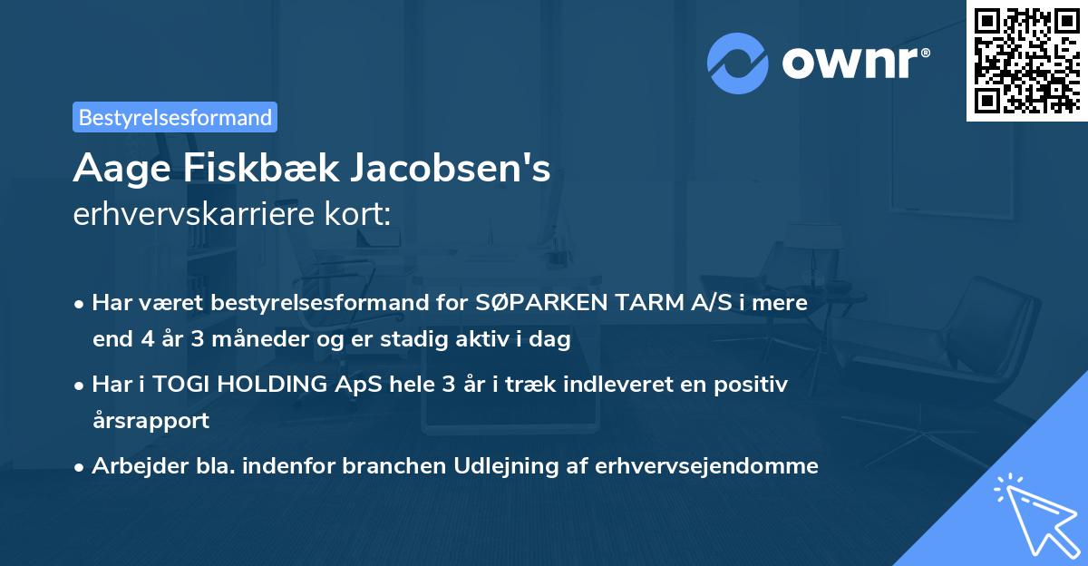 Aage Fiskbæk Jacobsen's erhvervskarriere kort