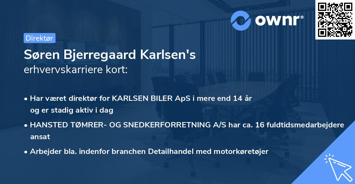 Søren Bjerregaard Karlsen's erhvervskarriere kort