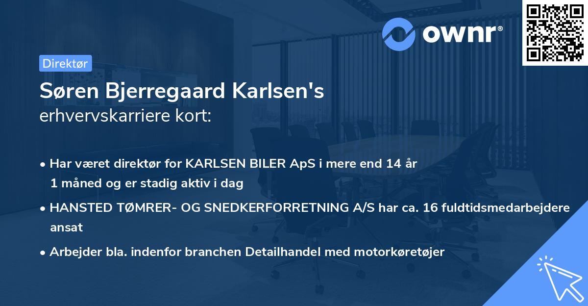 Søren Bjerregaard Karlsen's erhvervskarriere kort