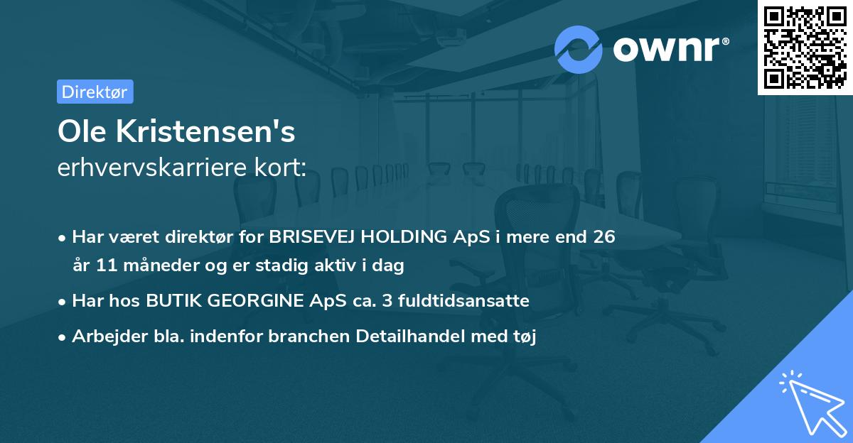 Ole Kristensen's erhvervskarriere kort