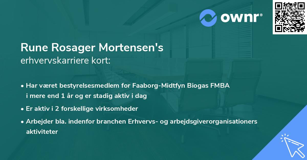 Rune Rosager Mortensen's erhvervskarriere kort