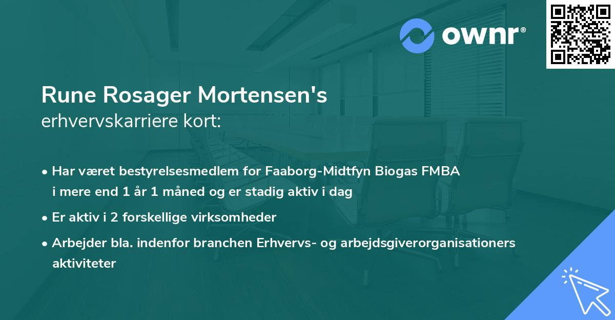 Rune Rosager Mortensen's erhvervskarriere kort