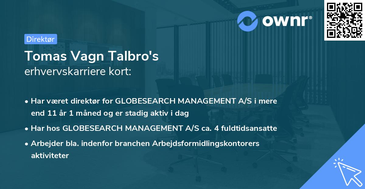 Tomas Vagn Talbro's erhvervskarriere kort