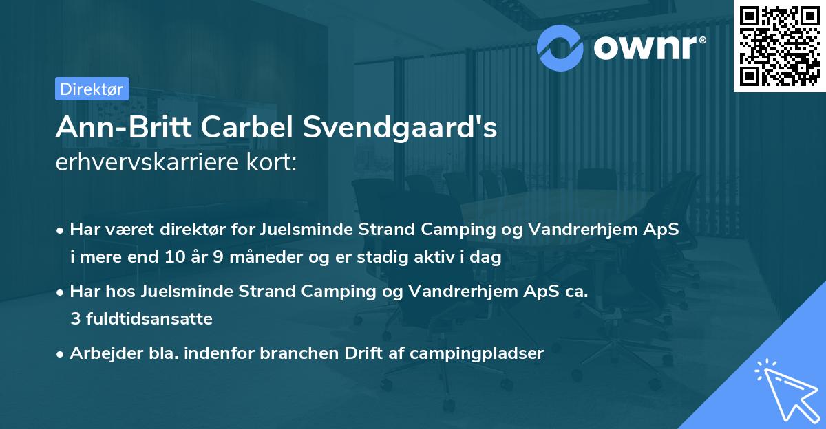 Ann-Britt Carbel Svendgaard's erhvervskarriere kort