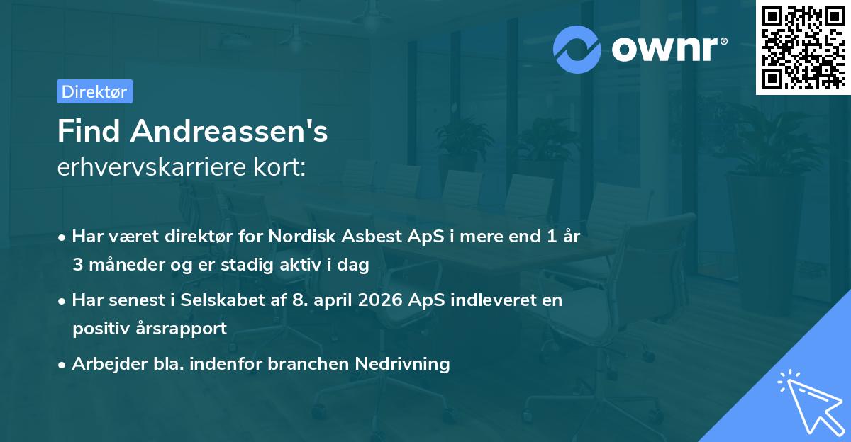 Find Andreassen's erhvervskarriere kort