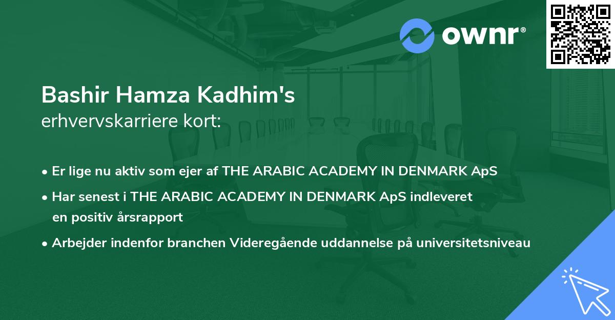 Bashir Hamza Kadhim's erhvervskarriere kort