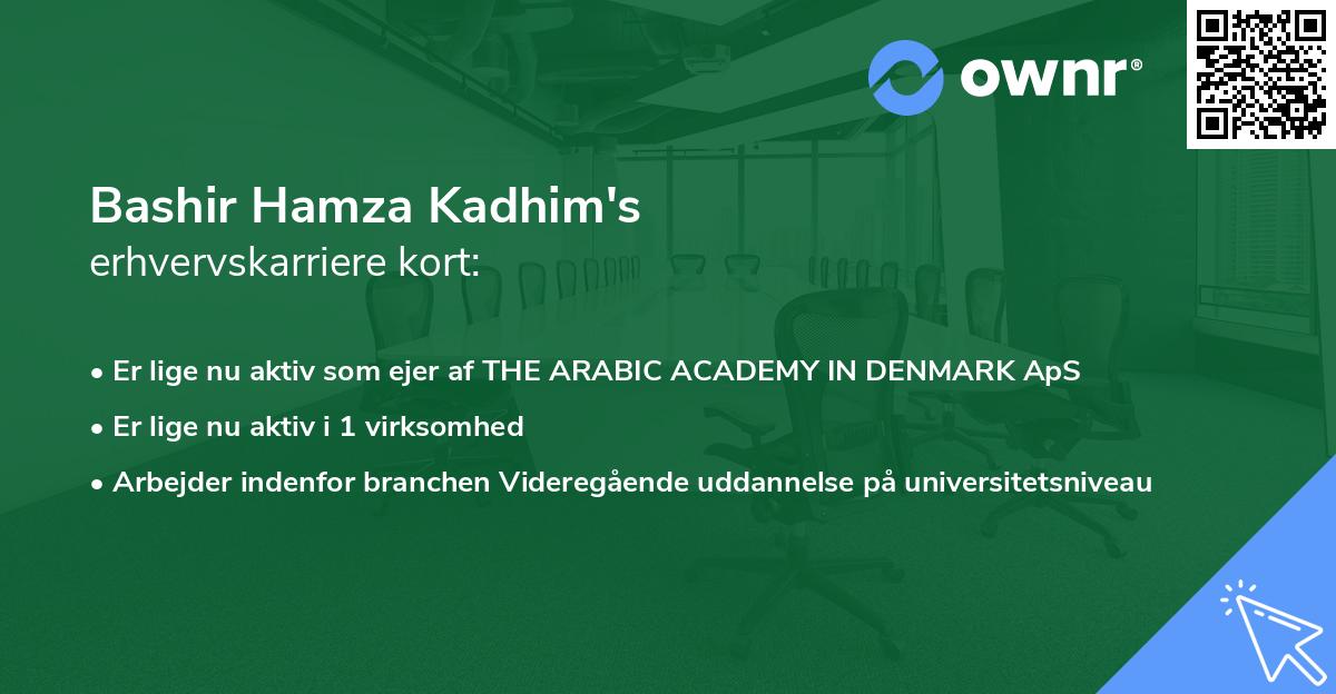 Bashir Hamza Kadhim's erhvervskarriere kort