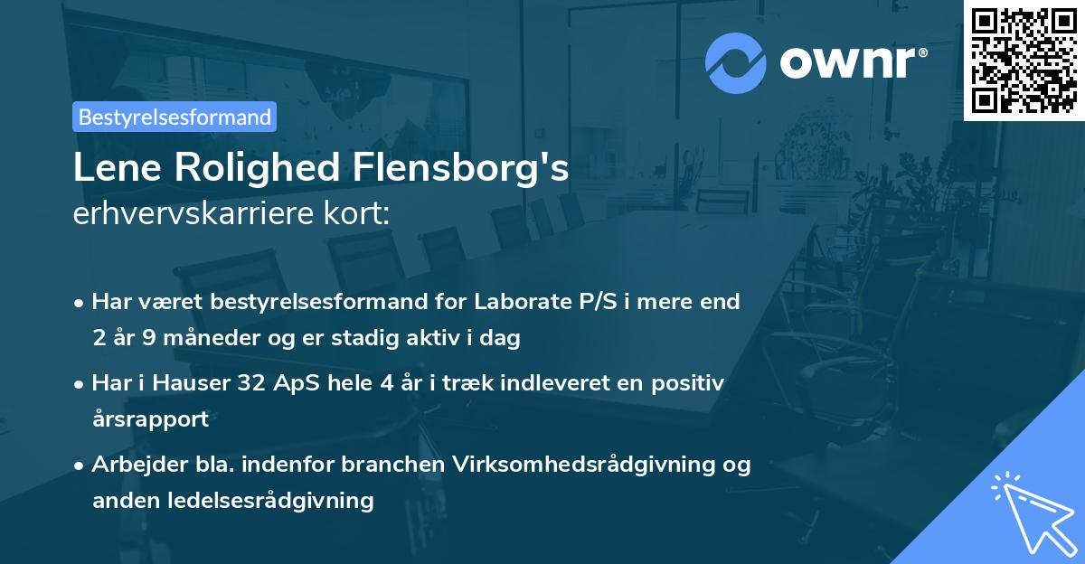 Lene Rolighed Flensborg's erhvervskarriere kort