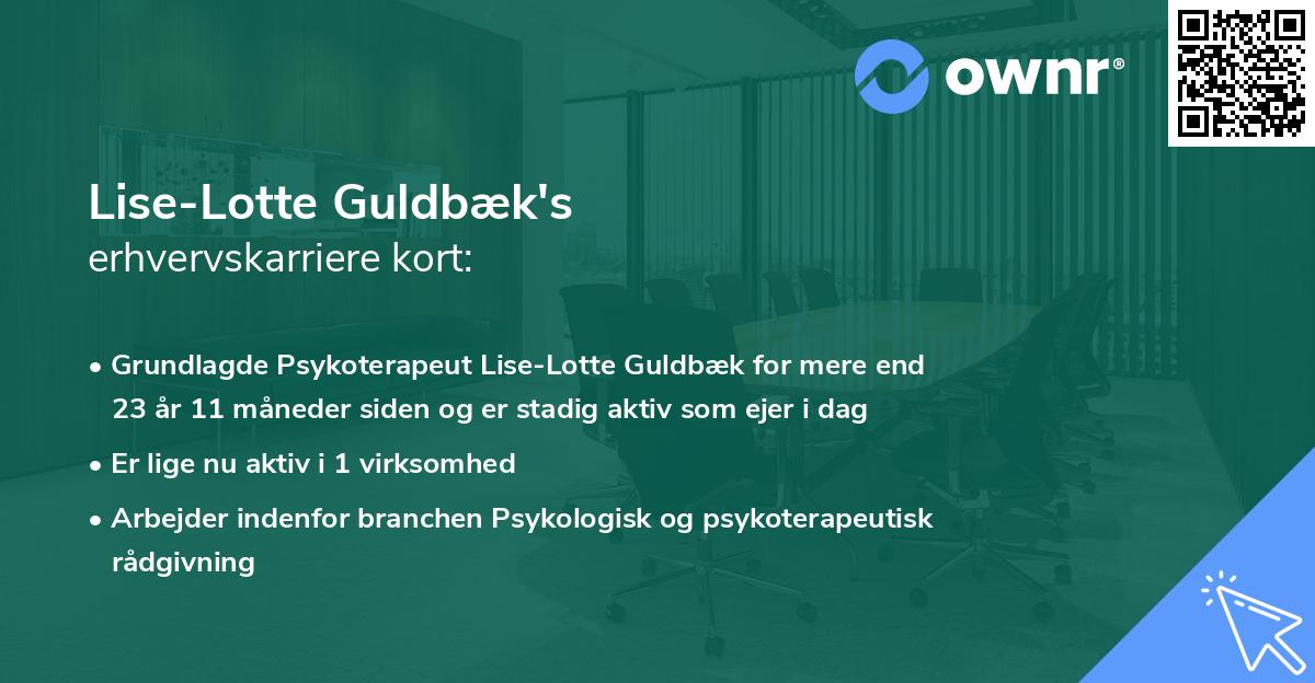 Lise-Lotte Guldbæk's erhvervskarriere kort