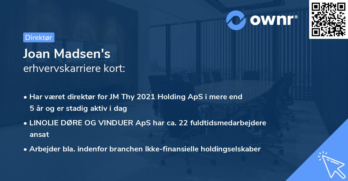 Joan Madsen's erhvervskarriere kort