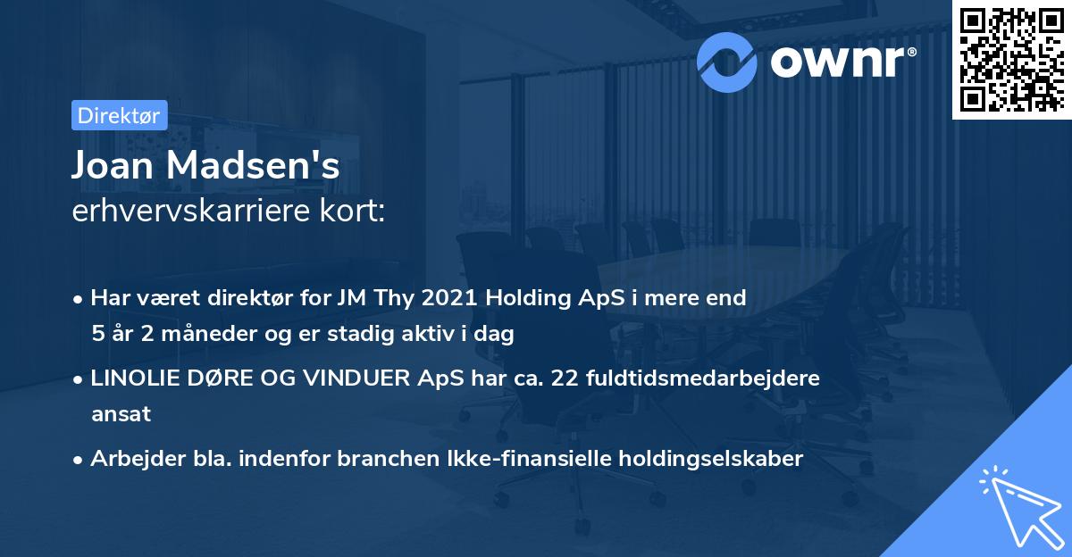 Joan Madsen's erhvervskarriere kort