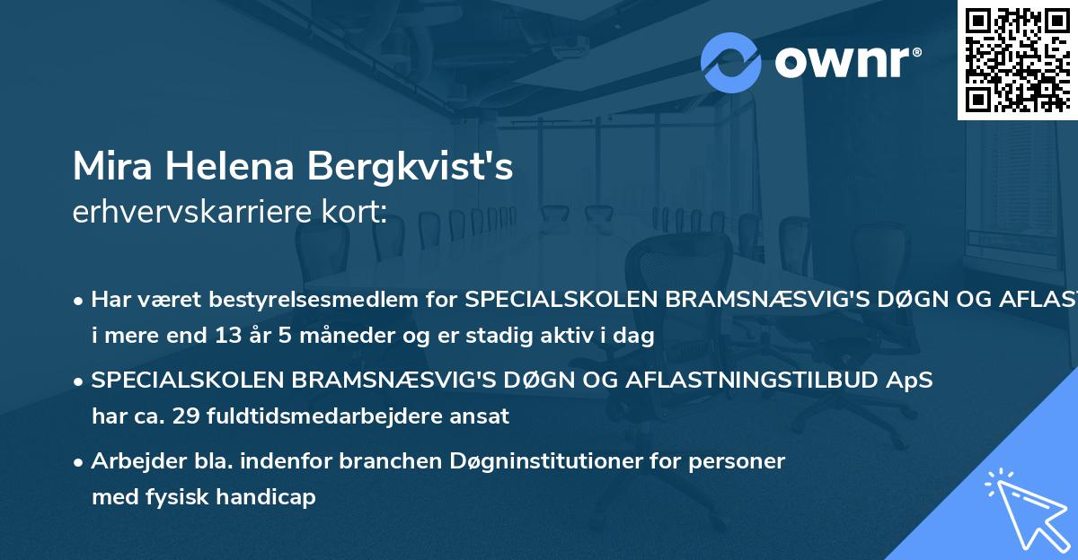 Mira Helena Bergkvist's erhvervskarriere kort