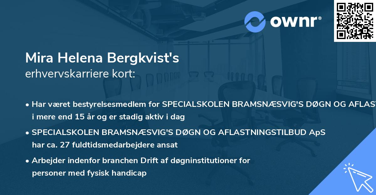 Mira Helena Bergkvist's erhvervskarriere kort