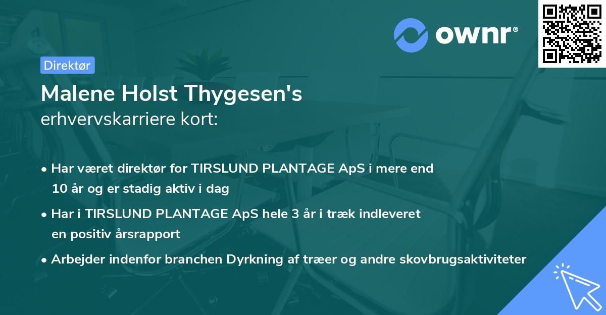 Malene Holst Thygesen's erhvervskarriere kort