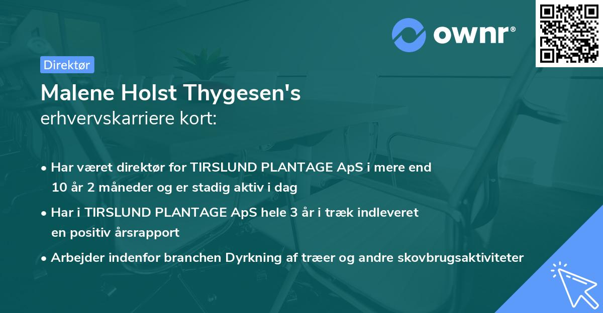 Malene Holst Thygesen's erhvervskarriere kort