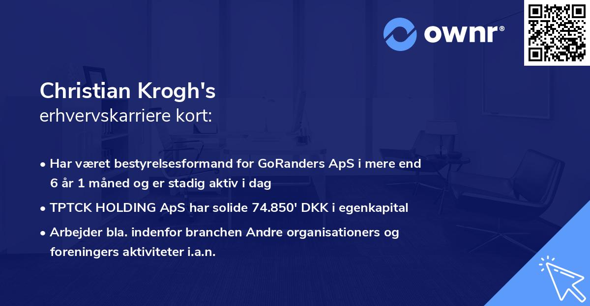 Christian Krogh's erhvervskarriere kort