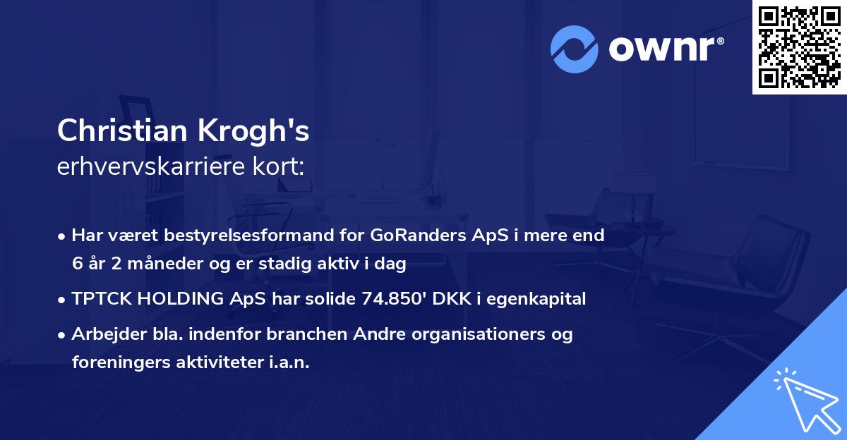 Christian Krogh's erhvervskarriere kort
