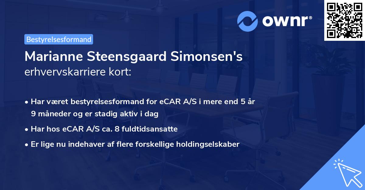 Marianne Steensgaard Simonsen's erhvervskarriere kort