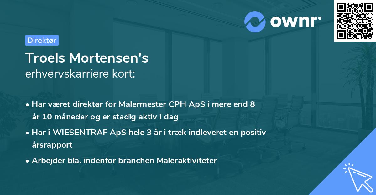 Troels Mortensen's erhvervskarriere kort