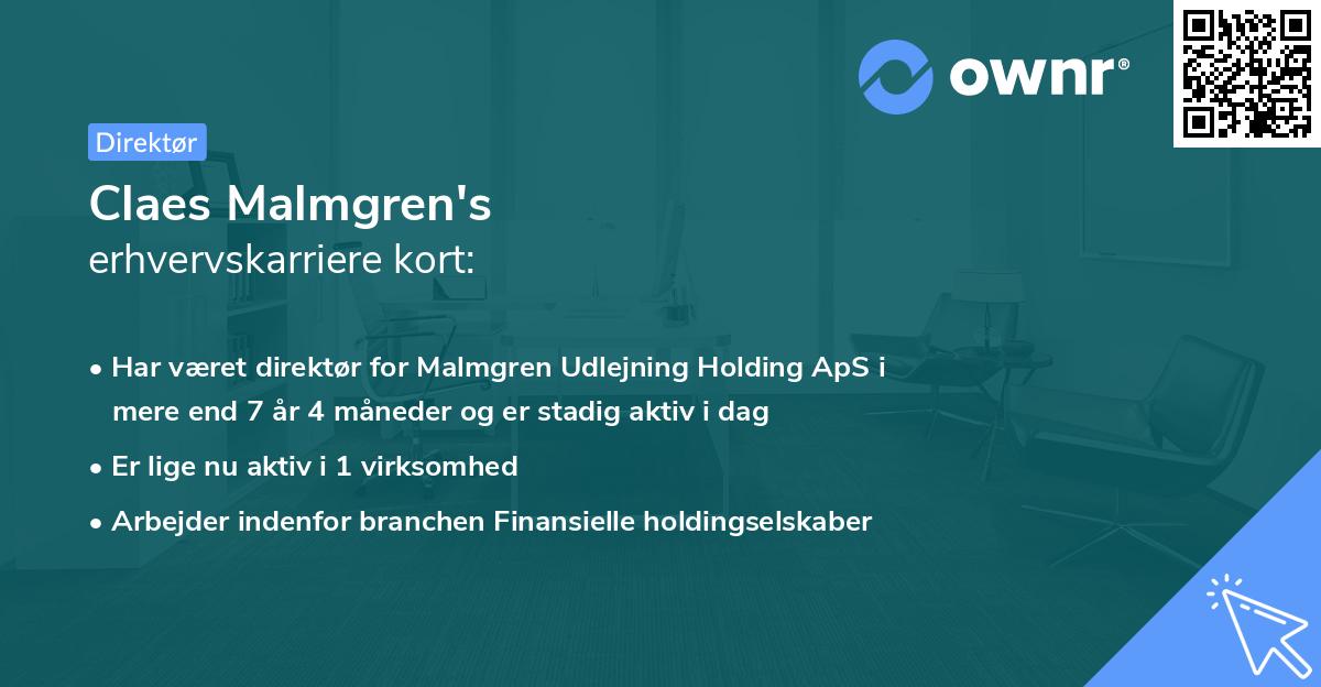 Claes Malmgren's erhvervskarriere kort