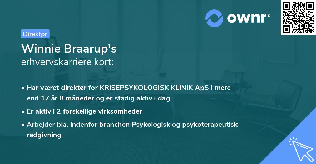 Winnie Braarup's erhvervskarriere kort