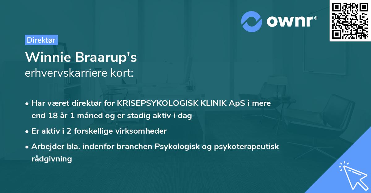 Winnie Braarup's erhvervskarriere kort