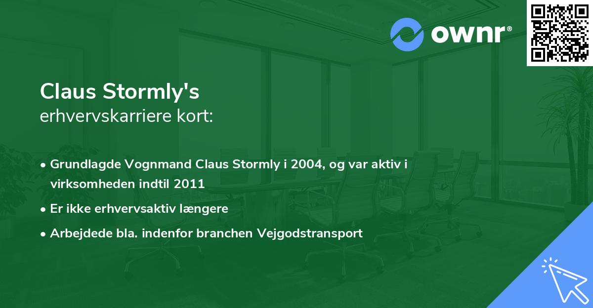 Claus Stormly's erhvervskarriere kort
