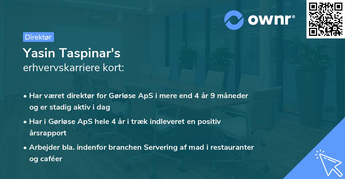 Yasin Taspinar's erhvervskarriere kort