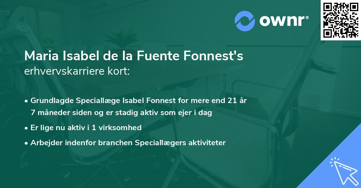 Maria Isabel de la Fuente Fonnest's erhvervskarriere kort