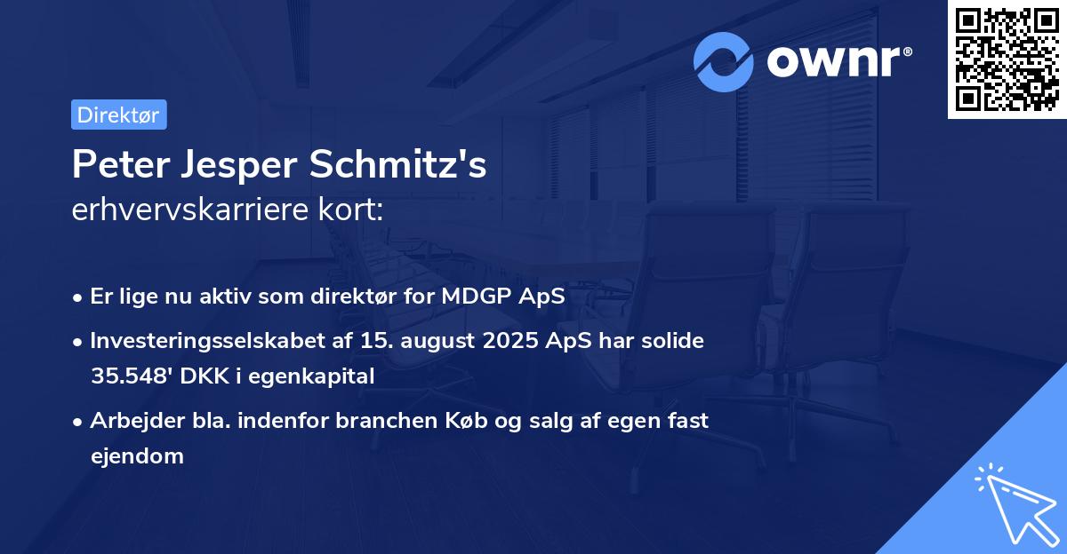 Peter Jesper Schmitz's erhvervskarriere kort