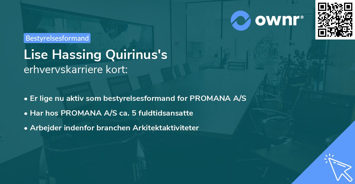 Lise Hassing Quirinus's erhvervskarriere kort