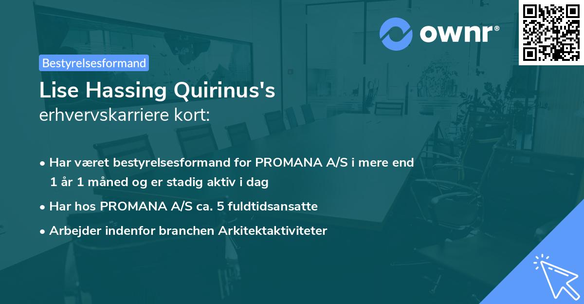 Lise Hassing Quirinus's erhvervskarriere kort