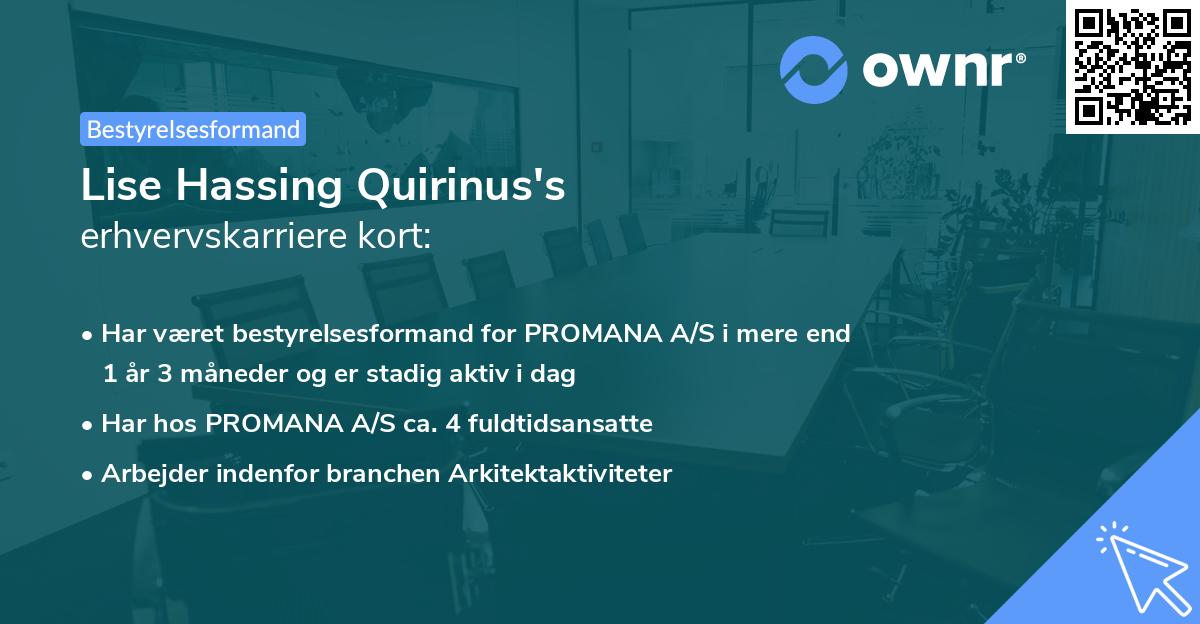 Lise Hassing Quirinus's erhvervskarriere kort