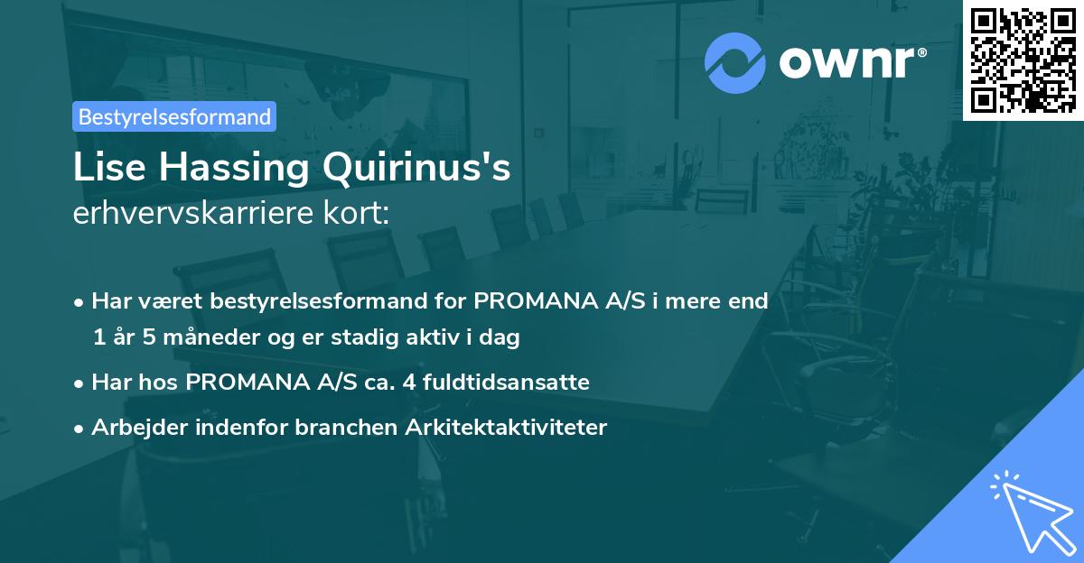 Lise Hassing Quirinus's erhvervskarriere kort