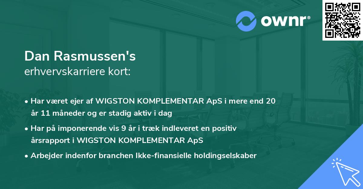Dan Rasmussen's erhvervskarriere kort