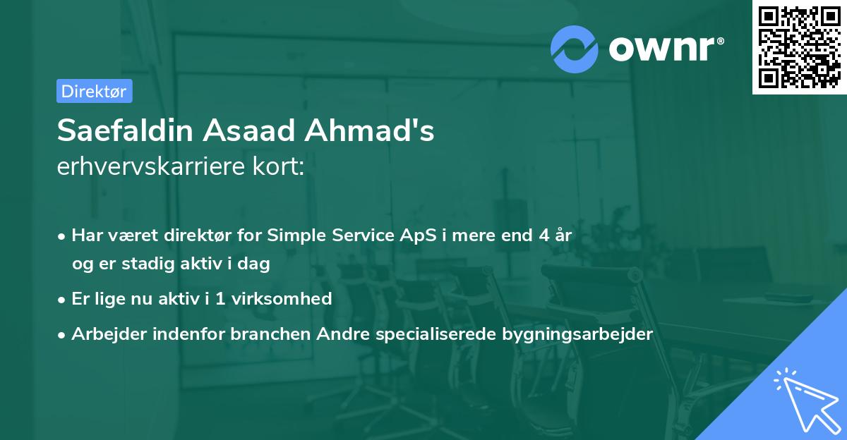 Saefaldin Asaad Ahmad's erhvervskarriere kort