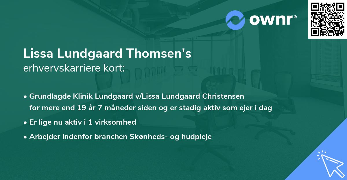 Lissa Lundgaard Thomsen's erhvervskarriere kort