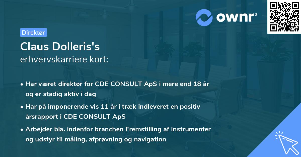 Claus Dolleris's erhvervskarriere kort