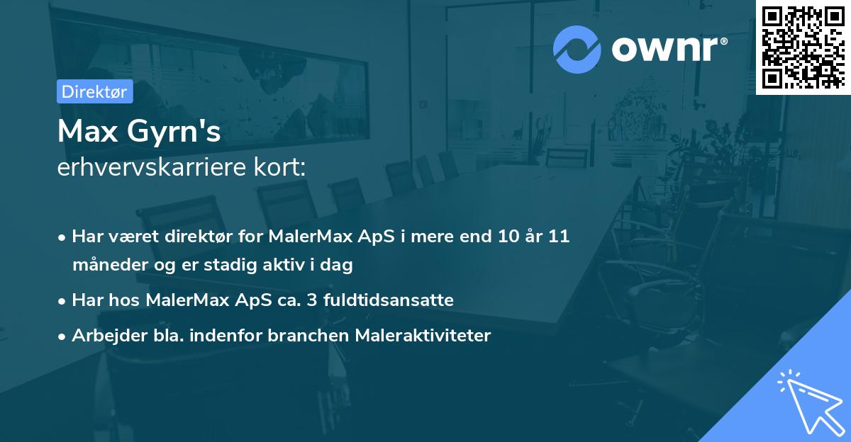 Max Gyrn's erhvervskarriere kort