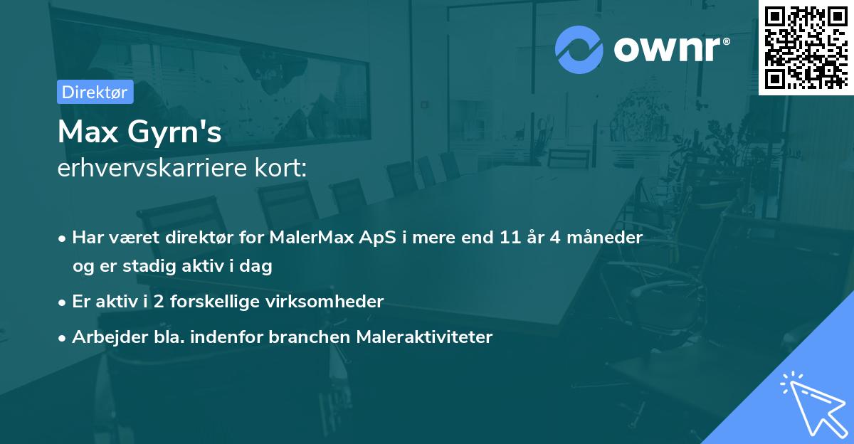 Max Gyrn's erhvervskarriere kort