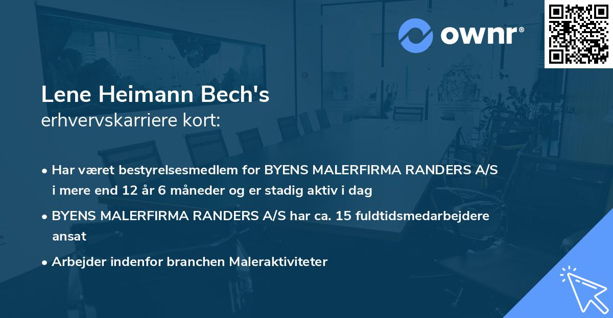 Lene Heimann Bech's erhvervskarriere kort
