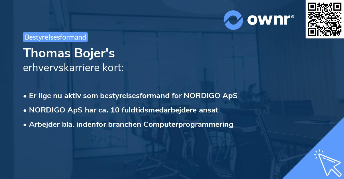 Thomas Bojer's erhvervskarriere kort