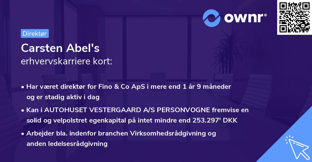 Carsten Abel's erhvervskarriere kort