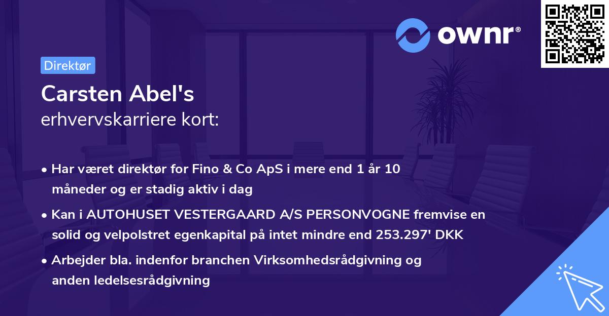 Carsten Abel's erhvervskarriere kort
