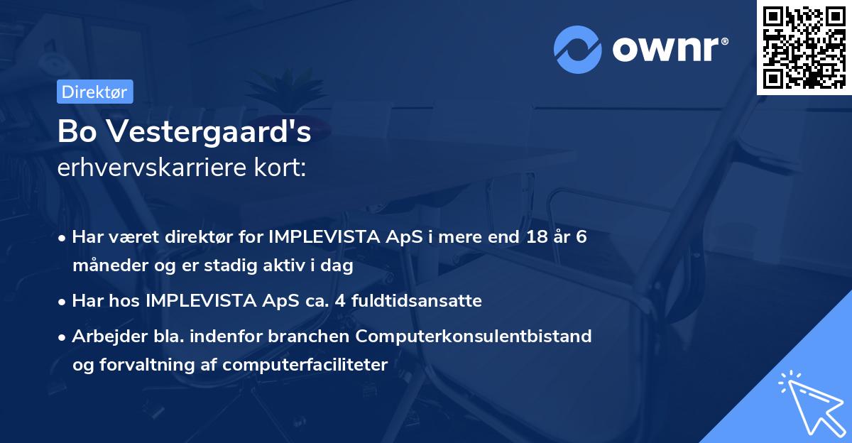Bo Vestergaard's erhvervskarriere kort