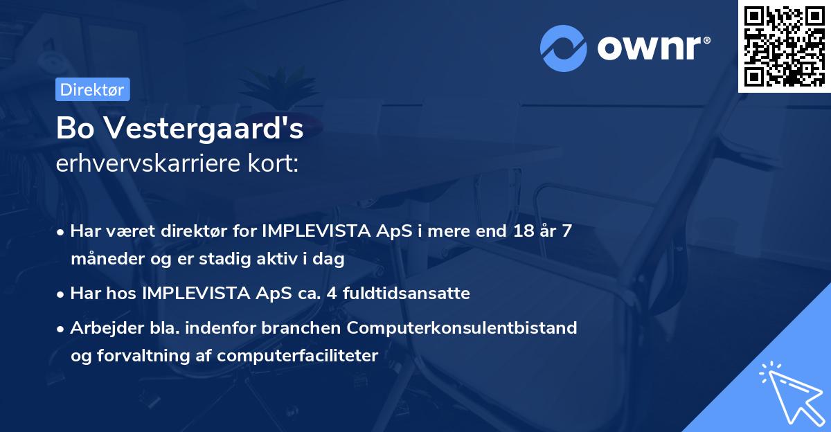 Bo Vestergaard's erhvervskarriere kort